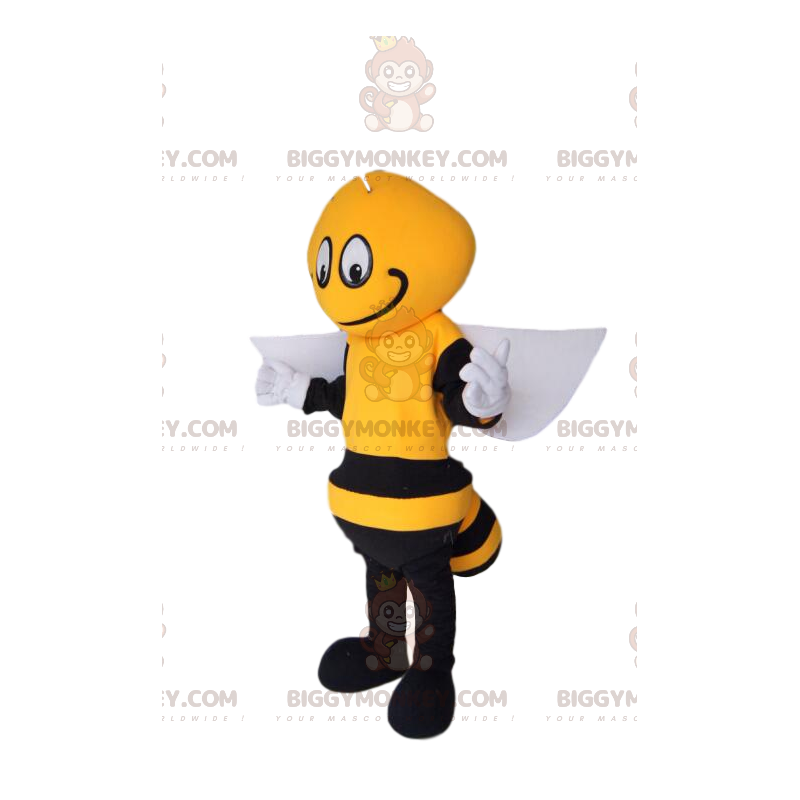 BIGGYMONKEY™ Mascot Costume Black and Yellow Bee, with White BIGGYMONKEY™ Mascot Costume Black and Yellow Bee, with White