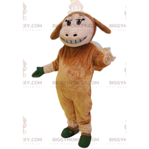 Brown sheep BIGGYMONKEY™ mascot costume with cute smile. -