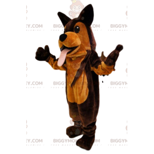 Fato de mascote BIGGYMONKEY™ de cão castanho e laranja super