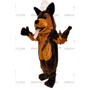 Super sjov brun og orange hund BIGGYMONKEY™ maskot kostume.