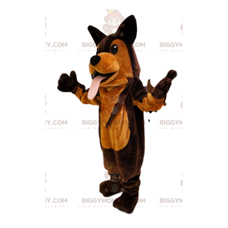 Super zabawny kostium maskotki BIGGYMONKEY™ dla psa w kolorze brązowym i pomarańczowym. kostium psa - BiggyMonkey.com