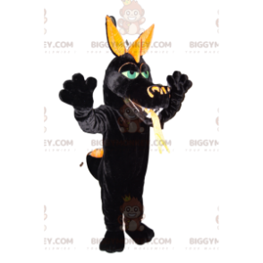 Costume de mascotte BIGGYMONKEY™ de dragon noir, avec des yeux