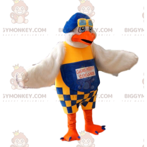 Seagull BIGGYMONKEY™ mascot costume with blue and yellow