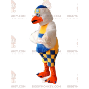 Seagull BIGGYMONKEY™ mascot costume with blue and yellow