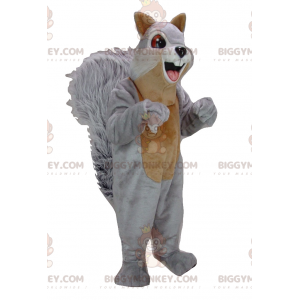 Costume da mascotte gigante grigio e marrone scoiattolo