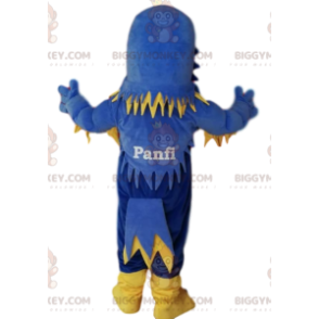 Blue and yellow eagle BIGGYMONKEY™ mascot costume, with frills.