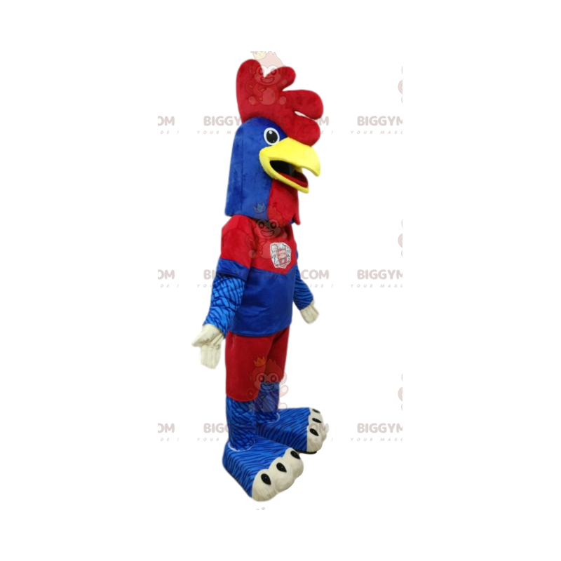 Kylling BIGGYMONKEY™ maskotkostume Blå og rød Skære L