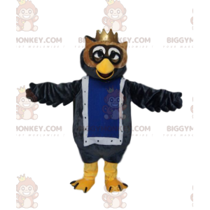 BIGGYMONKEY™ mascot costume of owls with a golden crown. Owls