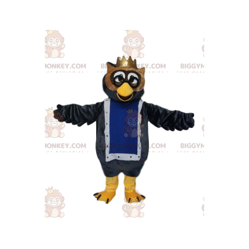 BIGGYMONKEY™ maskotdräkt av ugglor med en gyllene krona. BIGGYMONKEY™ maskotdräkt av ugglor med en gyllene krona.