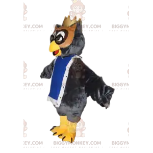 BIGGYMONKEY™ mascot costume of owls with a golden crown. Owls
