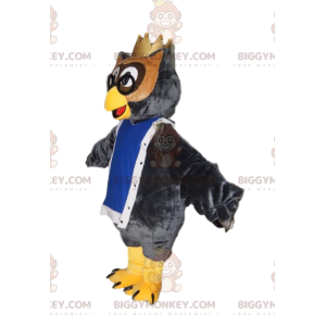 Costume de mascotte BIGGYMONKEY™ de hiboux avec une couronne dorée. Costume de hiboux - Mascotte d'oiseaux - BiggyMonkey.com