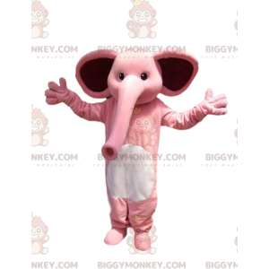 BIGGYMONKEY™ mascot costume of a pink elephant, with a huge