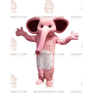 Kostým maskota BIGGYMONKEY™ růžového slona s velkým chobotem. –