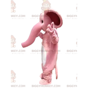 Kostým maskota BIGGYMONKEY™ růžového slona s velkým chobotem. –