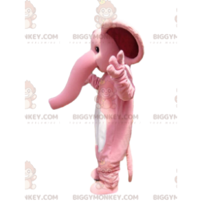  Fato de mascote BIGGYMONKEY™ de elefante cor-de-rosa, com uma tromba enorme. - Mascotes de elefante - BiggyMonkey.com