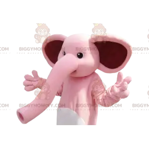 Kostým maskota BIGGYMONKEY™ růžového slona s velkým chobotem. –