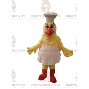 Costume de mascotte BIGGYMONKEY™ de poulet jaune avec une toque