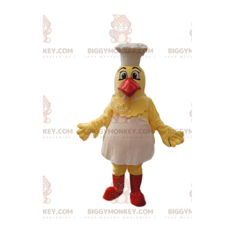 Disfraz de mascota BIGGYMONKEY™ de pollo amarillo con sombrero Disfraz de mascota BIGGYMONKEY™ de pollo amarillo con sombrero