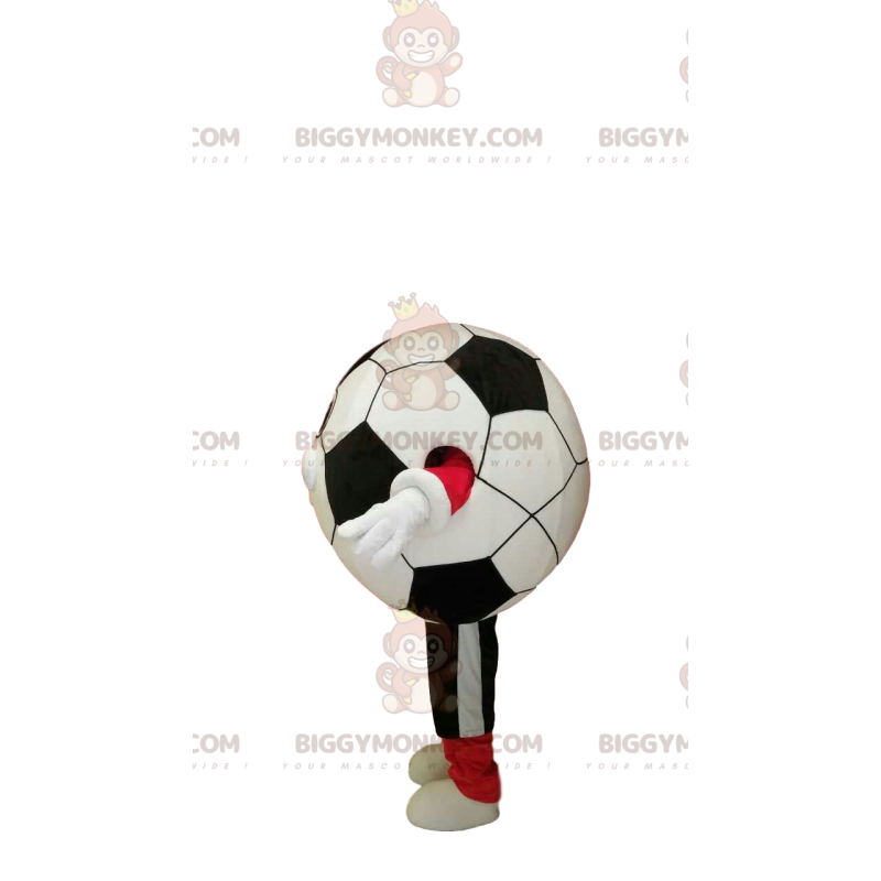 Leende fotboll BIGGYMONKEY™ maskotdräkt i sportkläder - Leende fotboll BIGGYMONKEY™ maskotdräkt i sportkläder -