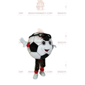 Smiling Soccer Ball BIGGYMONKEY™ Mascot Costume In Sportswear -
