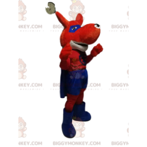 BIGGYMONKEY™ Mascot Costume Red Fox In Superhero Outfit -