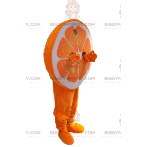 Halv orange BIGGYMONKEY™ maskotdräkt. Halv orange kostym -