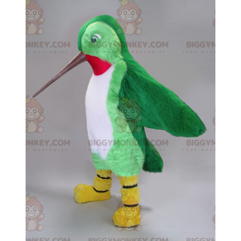 Traje de mascote BIGGYMONKEY™ Verde Branco Vermelho Beija-flor Traje de mascote BIGGYMONKEY™ Verde Branco Vermelho Beija-flor