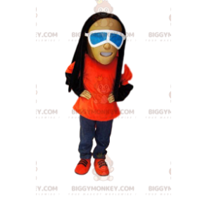 Disfraz de mascota BIGGYMONKEY™ de hombre con vaqueros, rastas