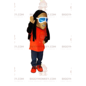 Disfraz de mascota BIGGYMONKEY™ de hombre con vaqueros, rastas
