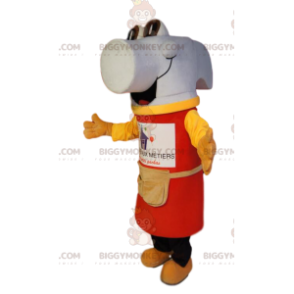 Superglad vit hammare BIGGYMONKEY™ maskotdräkt med rött