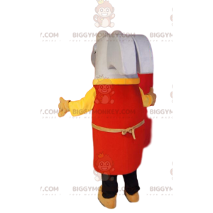 Superglad vit hammare BIGGYMONKEY™ maskotdräkt med rött