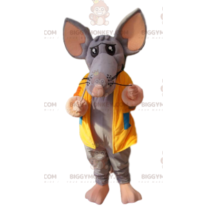 Disfraz de mascota BIGGYMONKEY™ de ratón gris con chaqueta