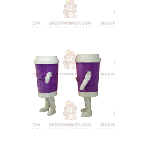 Takeout violetti kahvimuki BIGGYMONKEY™ maskottipuku Duo