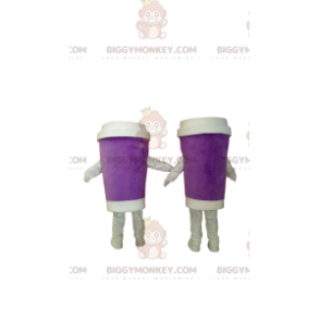 Takeout Purple kahvimuki BIGGYMONKEY™ maskotti puku Duo - Objekti-maskotit - BIGGYMONKEY_012861 - BiggyMonkey.com