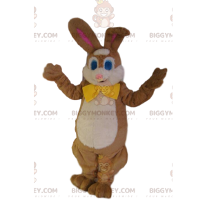 Traje de mascote BIGGYMONKEY™ de coelho marrom com gravata