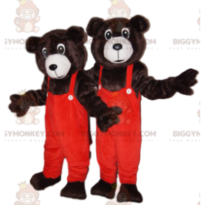 Kostým maskota medvěda hnědého BIGGYMONKEY™ s oranžovým overalem - Maskot medvěda - BIGGYMONKEY_012864 - BiggyMonkey.com