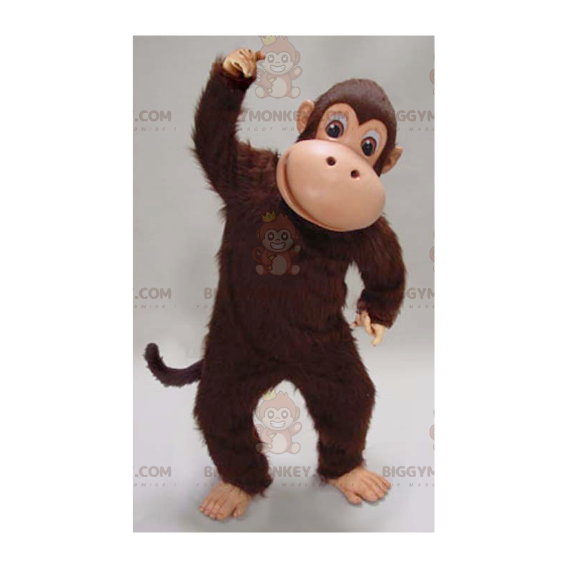 Traje de mascote de macaco chimpanzé marrom macio e peludo BIGGYMONKEY™