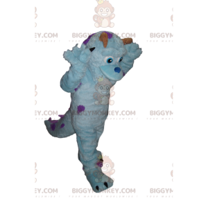BIGGYMONKEY™ Mascot Costume Blue Fairy Monster with Brown Horns