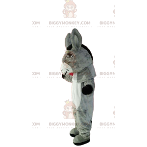 Meget sød grå og hvid æsel BIGGYMONKEY™ maskot kostume. æsel