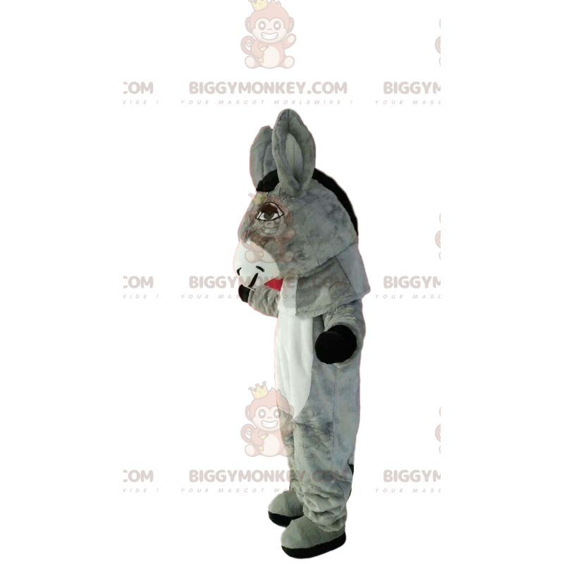 Traje de mascote BIGGYMONKEY™ de burro cinza e branco muito