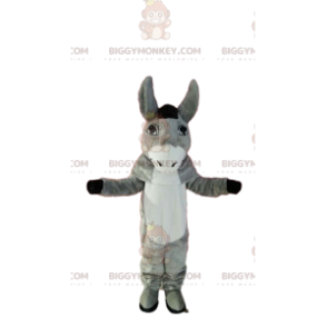 Meget sød grå og hvid æsel BIGGYMONKEY™ maskot kostume. æsel
