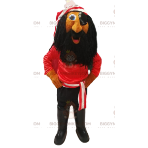 Pirat BIGGYMONKEY™ Maskottchenkostüm mit rotem T-Shirt und