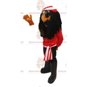 Pirate BIGGYMONKEY™ Mascot Costume with Red T-Shirt and Long