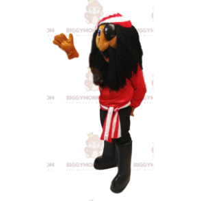 Pirate BIGGYMONKEY™ Mascot Costume with Red T-Shirt and Long