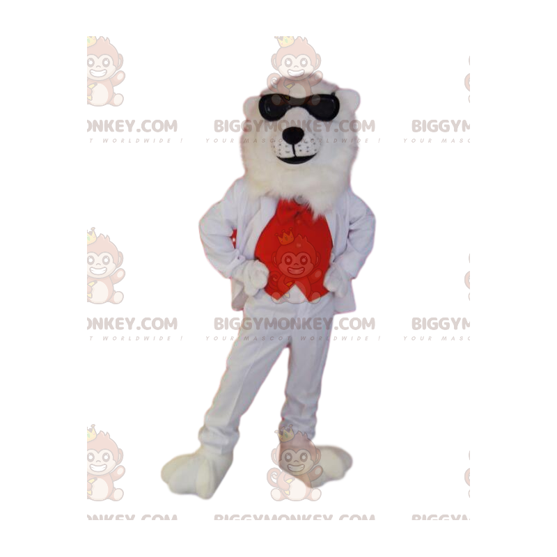 Costume da mascotte dell'orso polare BIGGYMONKEY™ con costume Costume da mascotte dell'orso polare BIGGYMONKEY™ con costume