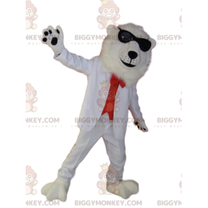 IJsbeer BIGGYMONKEY™-mascottekostuum met rood en wit kostuum -