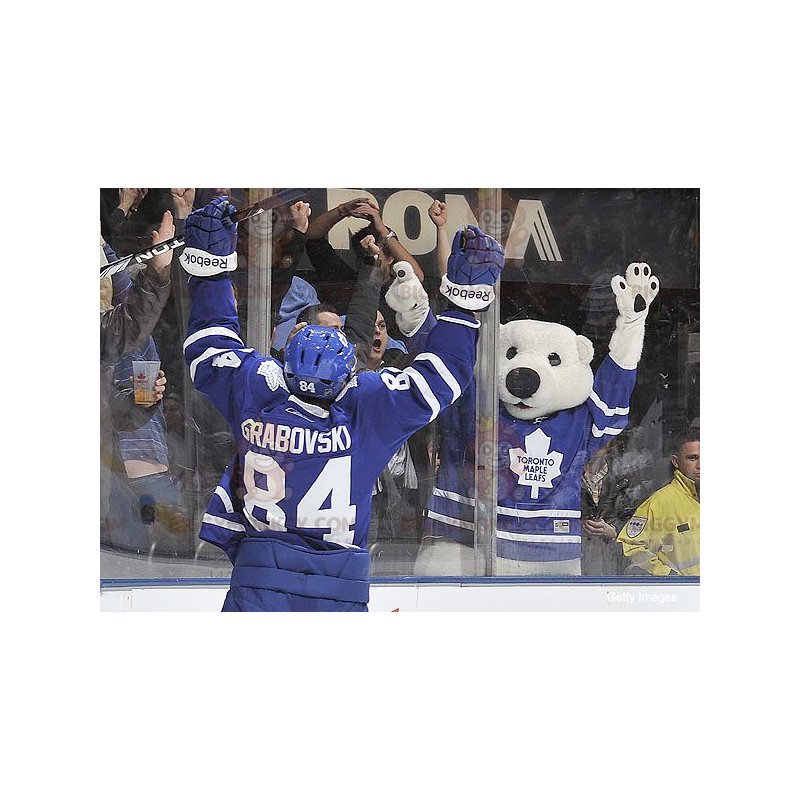 BIGGYMONKEY™ Polar Bear White Bear Mascot Costume In Hockey