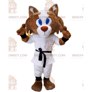 Kostium maskotki BIGGYMONKEY™ z lisa w stroju karate i czarnym
