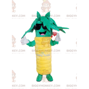 Costume de mascotte BIGGYMONKEY™ de palmier vert et jaune super