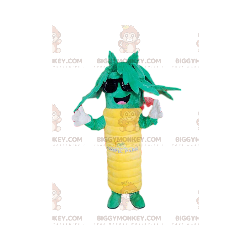 Costume de mascotte BIGGYMONKEY™ de palmier vert et jaune super Costume de mascotte BIGGYMONKEY™ de palmier vert et jaune super
